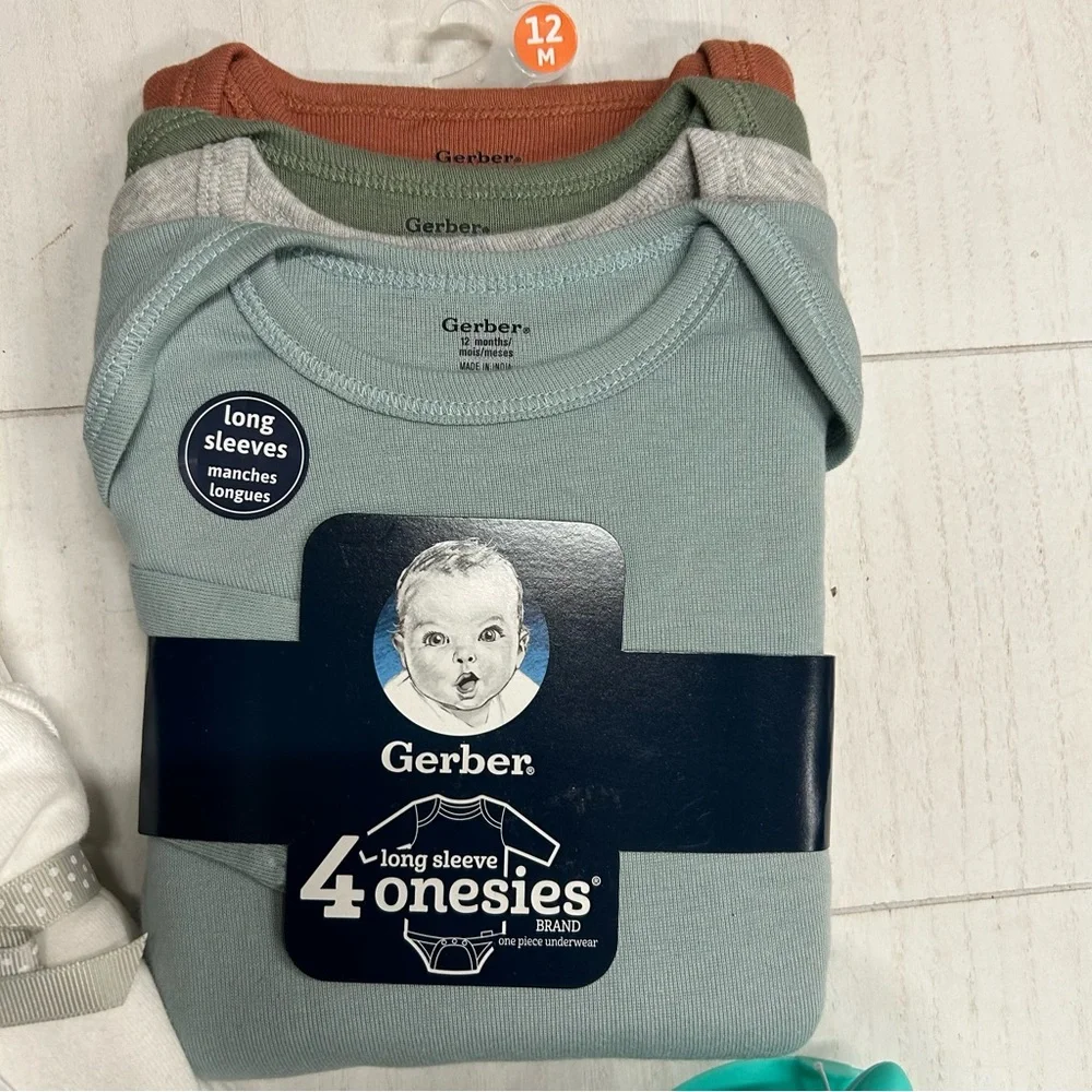 Carters Long‎ Sleeve Onesies 2 Melii Silicone Suction Bowls Baby Lot 12M/18M NWT